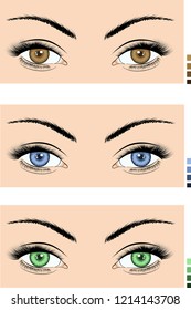 colors woman eyes drawing