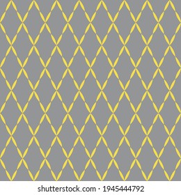 Colors of year 2021 illuminating yellow and ultimate gray geometric seamless rhombus pattern. Abstract diamond vector pattern of beads. Simple vector illustration. Geometric design for web and print