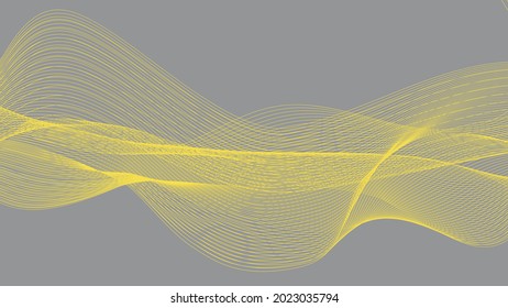Colors of year 2021 illuminating yellow and ultimate gray abstract vector background with dynamic wave. Geometric abstract wavy lines background. Vector illustration