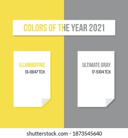 Colors of the year 2021 presentation card, banner. Ultimate Gray and Illuminating.