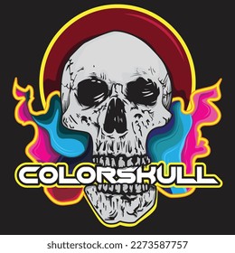 colorskull design colorful for t shirt stiker logo wallpapper