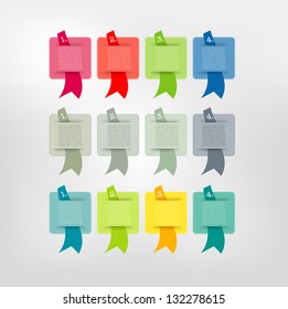 Colorstickers with ribbon. Vector price label.
