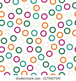 Colorufl rings seamless pattern with white background.