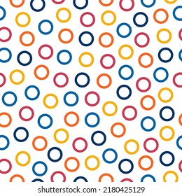 Colorufl rings seamless pattern with white background.