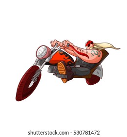 Colorufl Vector Illustration Of A Cartoon Rocker, Biker Or Gang Member