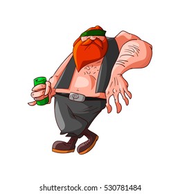 Colorufl vector illustration of a cartoon rocker, biker or gang member