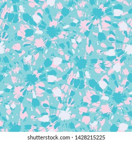Coloruful Bright Aqua and Pink Tie-Dye Shibori Sunburst Circles Vector Seamless Pattern. Perfect for Spring-Summer Textiles, Stationery
