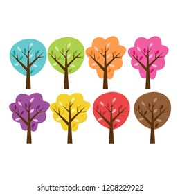 colorufull trees on white