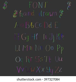 Colorul hand drawing alphabet on a blackboard, vector illustration. ABC Painted Letters.