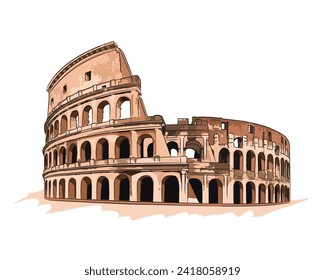 Colosseum amphitheatre, Rome Italy Illustration