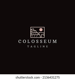 Colosseum ancient amphitheatre rome landmark logo icon design template flat vector