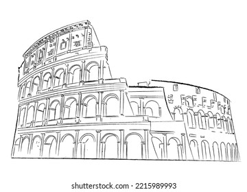 Colosseum architecture façade vector. Drawing art ancient style 