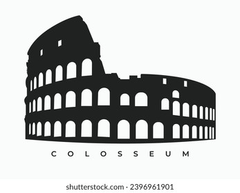 Colosseum building silhouette illustration in rome