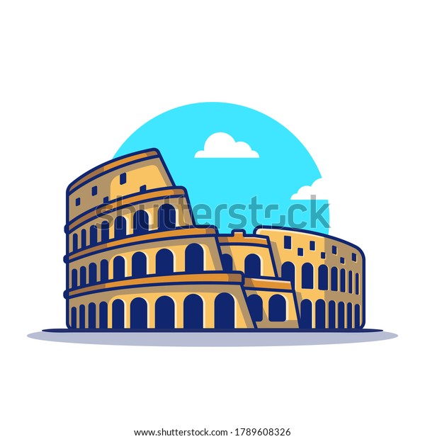 Colosseum Cartoon Vector Icon Illustration Famous Stock Vector (Royalty