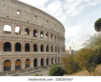 Colosseum in the center of Rome, Italy. Sunny winter view.