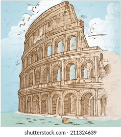 colosseum color hand draw background