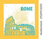 The Colosseum or Flavian Amphitheatre is an oval amphitheatre in Rome, the capital of Italy.pop art Vector