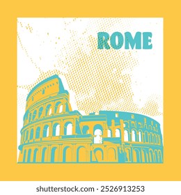 The Colosseum or Flavian Amphitheatre is an oval amphitheatre in Rome, the capital of Italy.pop art Vector