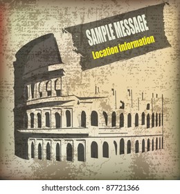 Colosseum grunge paper background vector illustration
