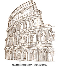 Colosseum Hand Draw Isolated On White Background 