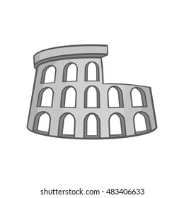 Colosseum icon in black monochrome style isolated on white background. Landmark symbol vector illustration