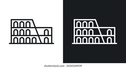 Colosseum Icon Designed in a Line Style on White Background.