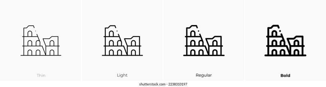 Colosseum icon. Thin, Light Regular And Bold style design isolated on white background