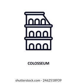 colosseum icon. Thin line colosseum icon from history collection. Outline vector isolated on white background. Editable colosseum symbol can be used web and mobile