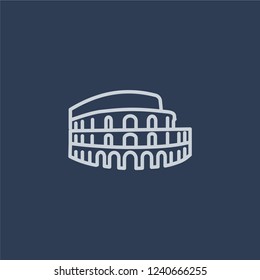 Colosseum icon. Trendy flat vector line Colosseum icon on dark blue background from Architecture and Travel collection. 