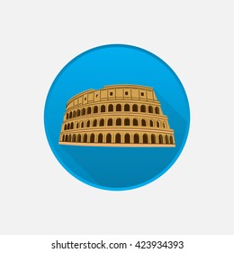 Colosseum icon vector, solid logo illustration, flat style pictogram with long shadow isolated on white