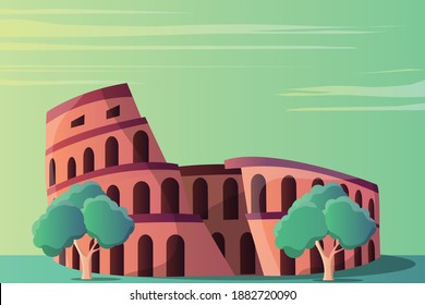 Colosseum Illustration Landscape For A Tourist Attraction