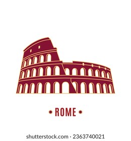 Colosseum illustration in line art style. Vector icon of Rome landmark.