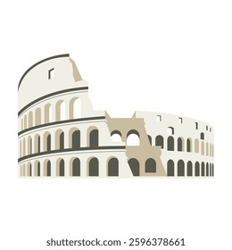 Colosseum isolated. Colosseum icon. Colosseum vector. Famous tourist spot in Rome. Illustration landmark on white background. Roman historic, symbol, amphitheater, archeology, forum, stadium, iconic.