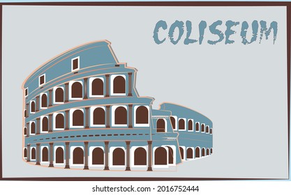 Das Kolosseum, das Kolosseum, ist einzeln auf blauem Hintergrund. Symbol von Rom und Italien, Pop-Art-Illustration