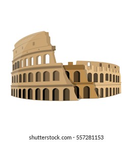 Colosseum in Italy icon in cartoon style isolated on white background. Countries symbol stock vector illustration.