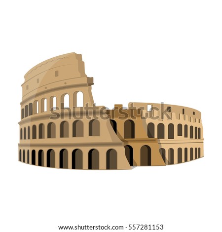 Colosseum in Italy icon in cartoon style isolated on white background. Countries symbol stock vector illustration.