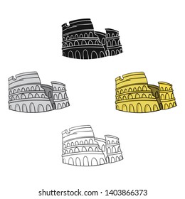 Colosseum in Italy icon in cartoon,black style isolated on white background. Italy country symbol stock vector illustration.