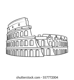 Colosseum in Italy icon in outline style isolated on white background. Countries symbol stock vector illustration.