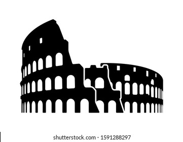 Colosseum - Italy, Rome / World famous buildings monochrome vector illustration.