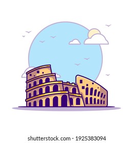 Colosseum Landmarks Vector Icon Illustration in Flat Cartoon style for Web Landing Pages with Banner or Sticker and Background