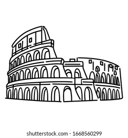 Colosseum Line Art Vector. Isolated on White background