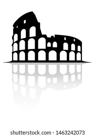 Colosseum Monument with mirror effect vector on a white background 