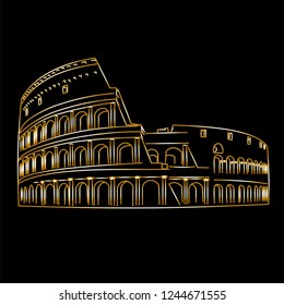 
colosseum on  black background