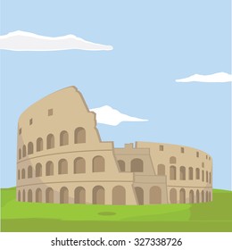 Colosseum in Rome background. Italy Landmark architecture vector illustration.