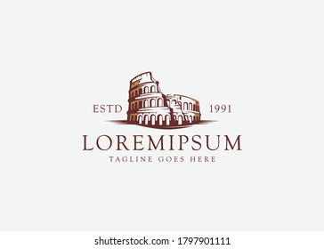 Colosseum rome design inspiration. Vector illustration of Colosseum building landmark 