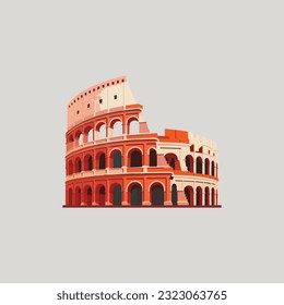 Coliseo en Roma. Ilustración de estilo plano