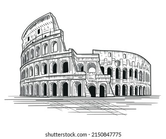 Colosseum Rome Italy Drawing Vector Stock Vector (Royalty Free ...