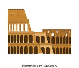 Colosseum, Rome, Italy. Isolated on white background vector illustration.