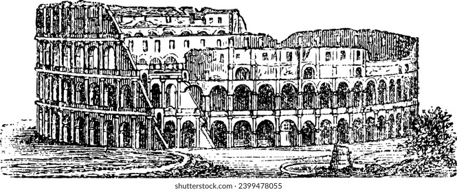 The Colosseum in Rome Italy, line art