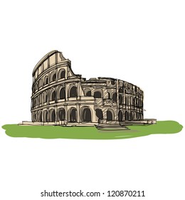 Colosseum Rome Italy : sketchbook vector